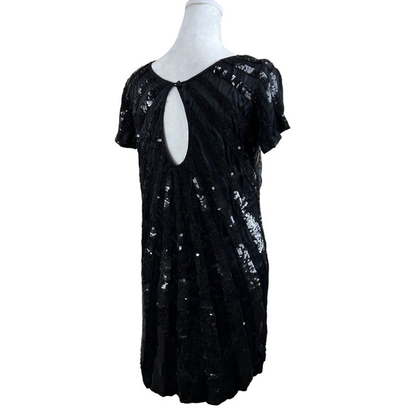 French Connection Dress Women Six Glitter Sequin Little Black Dress Short Sleeve - Picture 5 of 13
